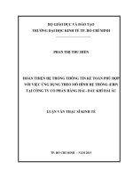 Hoàn thiện hệ thống thông tin kế toán phù hợp với việc ứng dụng theo mô hình hệ thống (ERP ) tại công ty cổ phần hàng hải   dầu khí hải âu 