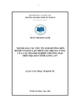 Đánh giá các yếu tố ảnh hưởng đến hành vi gian lận thuế giá trị gia tăng của các doanh nghiệp thương mại trên địa bàn tỉnh long an  luận văn thạc sĩ 2016 