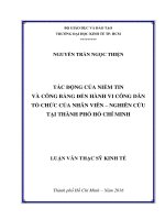 Tác động của niềm tin và công bằng đến hành vi công dân tổ chức của nhân viên   nghiên cứu tại TPHCM 