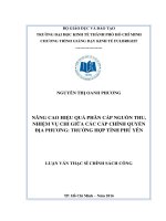 Nâng cao hiệu quả phân cấp nguồn thu, nhiệm vụ chi giữa các cấp chính quyền địa phương  trường hợp tỉnh phú yên 