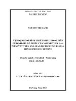 luận văn thạc sĩ Vận dụng mô hình chiết khấu dòng tiền để định giá cổ phiếu của ngành thủy sản niêm yết trên sàn giao dịch chứng khoán thành phố Hồ Chí Minh
