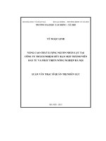 Nâng cao chất lượng nguồn nhân lực tại Công ty trách nhiệm hữu hạn một thành viên Đầu tư và Phát triển nông nghiệp Hà Nội (LV thạc sĩ)