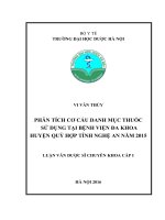 Phân tích cơ cấu danh mục thuốc sử dụng tại bệnh viện đa khoa huyện quỳ hợp tỉnh nghệ an năm 2015 