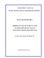Nghiên cứu yếu tố vĩ mô và vi mô tác động đến nợ xấu tại các ngân hàng thương mại việt nam 