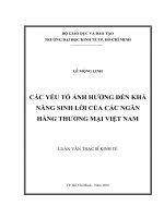 Luận văn thạc sĩ các yếu tố ảnh hưởng đến khả năng sinh lời của các ngân hàng thương mại việt nam 