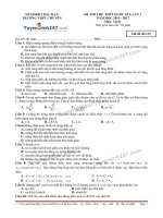 Đề thi thử môn vật lý năm 2017 trường chuyên Bắc Cạn lần 1 (có lời giải)