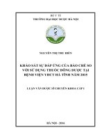 Khảo sát sự đáp ứng của bào chế so với sử dụng thuốc đông dược tại bệnh viện YHCT hà tĩnh năm 2015 