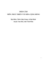 MÔN: PHÁT TRIỂN VĂN HÓA CỘNG ĐỒNG, Địa điểm: Thôn Giáp Giang, xã Đại Đình  huyện Tam Đảo, tỉnh Vĩnh Phúc