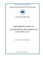 Kiểm định yếu tố mùa vụ tại thị trường chứng khoán các nước đông nam á 