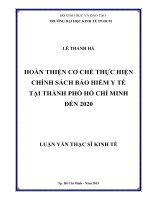 Luận văn thạc sĩ hoàn thiện cơ chế thực hiện chính sách bảo hiểm y tế tại TPHCM 