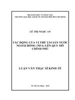Tác động của vị thế tài sản nước ngoài ròng (NFA) lên quy mô chính phủ 