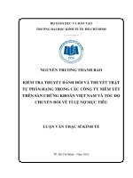 Kiểm tra thuyết đánh đổi và thuyết trật tự phân hạng trong các công ty niêm yết trên sàn chứng khoán việt nam và tốc độ chuyển đổi về tỉ lệ nợ mục tiêu 