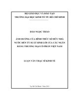 Ảnh hưởng của hình thức sở hữu nhà nước đến tỷ suất sinh lợi của các ngân hàng thương mại cổ phần việt nam 