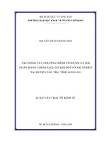 Tác động của chương trình tín dụng ưu đãi ngân hàng chính sách xã hội đối với hộ nghèo tại huyện tân trụ , tỉnh long an 