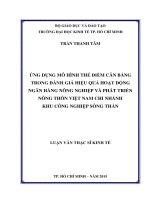 Ứng dụng mô hình thẻ điểm cân bằng trong đánh giá hiệu quả hoạt động ngân hàng nông nghiệp và phát triển nông thôn việt nam chi nhánh khu công nghiệp sóng thần 