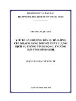 Yếu tố ảnh hưởng đến sự hài lòng của khách hàng đối với chất lượng dịch vụ thông tin di động  trường hợp tỉnh bình định 