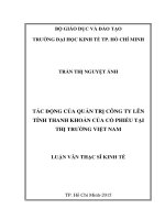 Tác động của quản trị công ty lên tính thanh khoản của cổ phiếu tại thị trường việt nam 