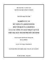 Nghiên cứu về kỳ vọng của khách hàng đối với dịch vụ logistics của các công ty giao nhận vận tải trên địa bàn thành phố hồ chí minh 