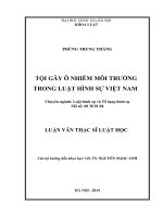 Luận văn Thạc sĩ Luật học Tội gây ô nhiễm môi trường trong luật hình sự Việt Nam