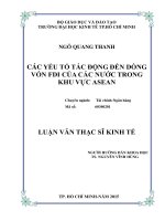 Các yếu tố tác động đến dòng vốn FDI của các nước trong khu vự asean  luận văn thạc sĩ 
