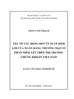 Yếu tố tác động đến tỷ suất sinh lời của ngân hàng thương mại cổ phần niêm yết trên TTCK việt nam 
