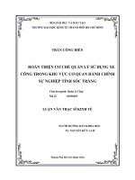 Hoàn thiện cơ chế quản lý sử dụng xe công trong khu vực cơ quan hành chính sự nghiệp tỉnh sóc trăng 