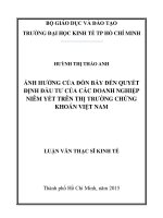 Luận văn thạc sĩ ảnh hưởng của đòn bẫy đến quyết định đầu tư của các doanh nghiệp niêm yết trên TTCK việt nam 