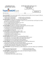 Đề thi thử môn sinh học năm 2017 trường chuyên Bắc Cạn (có lời giải)