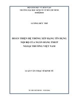 Hoàn thiện hệ thống xếp hạng tín dụng nội bộ của ngân hàng TMCP ngoại thương việt nam 