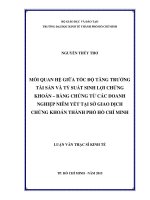 Mối quan hệ giữa tốc độ tăng trưởng tài sản và tỷ suất sinh lợi chứng khoán   bằng chứng từ các doanh nghiệp niêm yết tại sở giao dịch chứng khoán thành phố hồ chí minh 