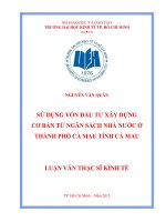 Sử dụng vốn đầu tư xây dựng cơ bản từ ngân sách nhà nước ở thành phố cà mau tỉnh cà mau 