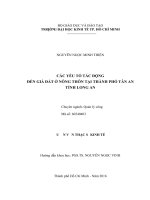 Các yếu tố tác động đến giá đất ở nông thôn tại thành phố tân an tỉnh long an 