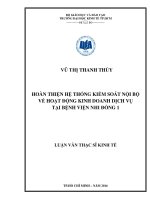 Hoàn thiện hệ thống kiểm soát nội bộ về hoạt động kinh doanh dịch vụ tại bệnh viện nhi đồng 1 