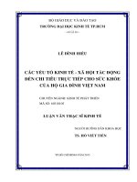 Các yếu tố kinh tế   xã hội tác động đến chi tiêu trực tiếp cho sức khoẻ của hộ gia đình việt nam 
