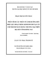 Phân tích các nhân tố ảnh hưởng đến hiệu quả hoạt động kinh doanh tại các chi nhánh ngân hàng thương mại trên địa bàn tỉnh đồng nai 
