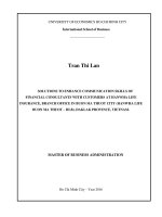 Solutions to enhance commucation skills of financial consultabts with customers at hanwha life insurance, brach office in buon ma thuot city (hanwha life buon ma thuot   HLB) dalak province vietnam 
