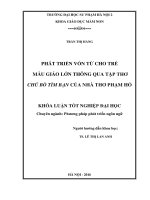 Phát triển vốn từ cho trẻ mẫu giáo lớn thông qua tập thơ Chú bò tìm bạn của nhà thơ Phạm Hổ