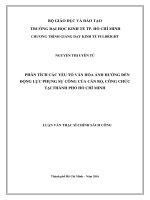 Phân tích các yếu tố văn hóa ảnh hưởng đến động lực phụng sự công của cán bộ, công chức tại thành phố hồ chí minh 