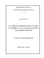 Các nhân tố ảnh hưởng đến cấu trúc tài chính của các ngân hàng thương mại cổ phần việt nam 