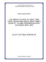 Tác động của đầu tư trực tiếp nước ngoài (FDI) tới sự phát triển kinh tế   xã hội tỉnh bình dương giai đoạn 2010   2015 