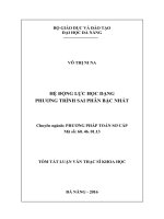Hệ động lực học dạng phương trình sai phân bậc nhất 