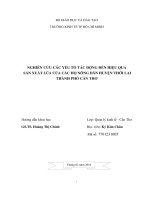 Nghiên cứu các yếu tố tác động đến hiệu quả sản xuất lúa của các hộ nông dân huyện thới lai, thành phố cần thơ 