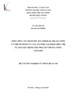 Kiến thức về chăm sóc sức khỏe bà mẹ sau sinh và trẻ sơ sinh của các sản phụ tại Khoa Điều trị tự nguyện Bệnh viện Phụ sản TƯ năm 2015