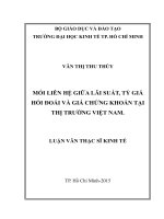 Mối quan hệ lãi suất, giữa tỷ giá hối đoái thực và giá chứng khoán tại thị trường việt nam 