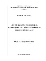 Mức độ hài lòng của học sinh, sinh viên đối với chính sách tín dụng ở địa bàn tỉnh cà mau  luận văn thạc sĩ 2016 
