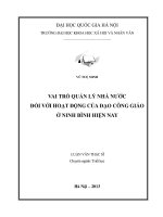 Luận văn Thạc sỹ Vai trò quản lý nhà nước đối với hoạt động của đạo công giáo ở Ninh Bình hiện nay
