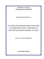 Các nhân tố ảnh hưởng đến sự hài lòng của sinh viên về chất lượng dịch vụ đào tạo sau đại học cửu long 
