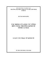 Tác động của đầu tư công đến tăng trưởng kinh tế tỉnh cà mau 