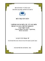 Chính sách tiền tệ, tỷ giá hối đoái và giá chứng khoán tại việt nam  luận văn thạc sĩ 2016 