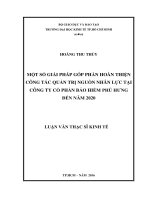 Một số giải pháp góp phần hoàn thiện công tác quản trị nguồn nhân lực tại công ty cổ phần bảo hiểm phú hưng đến năm 2020 